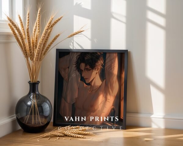 Romantic Male Printable Wall Art Anime Inspired Muscular Man