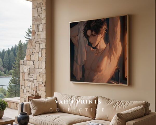 Romantic Male Printable Wall Art Anime Inspired Muscular Man