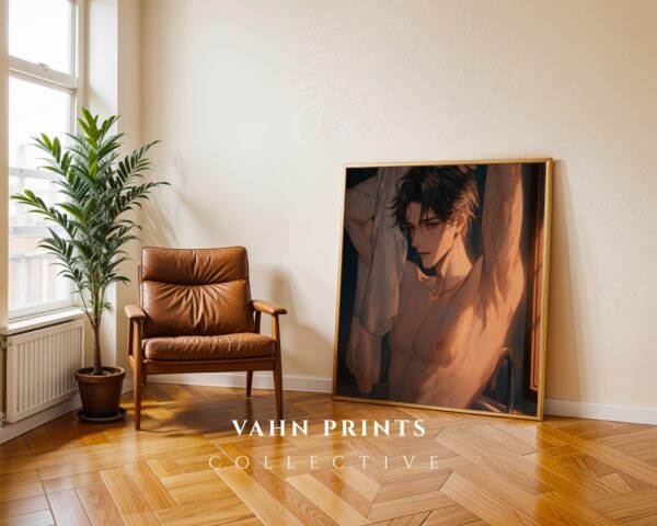 Romantic Male Printable Wall Art Anime Inspired Muscular Man