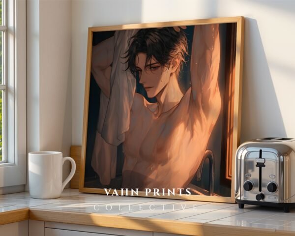 Romantic Male Printable Wall Art Anime Inspired Muscular Man