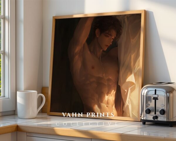 V85c_m10 Ethereal Male Body Wall Art Handsome Muscular Man Romantic Print