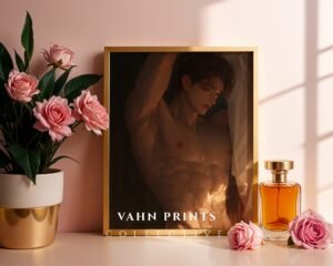 Ethereal Male Body Wall Art Handsome Muscular Man Romantic Print
