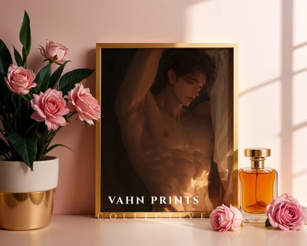 V85c_m2 Ethereal Male Body Wall Art Handsome Muscular Man Romantic Print