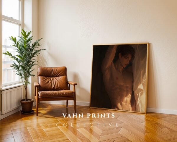 V85c_m9 Ethereal Male Body Wall Art Handsome Muscular Man Romantic Print