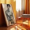 Modern Nude Male Figure Line Art Wall Print