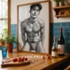 Modern Nude Male Figure Line Art Wall Print