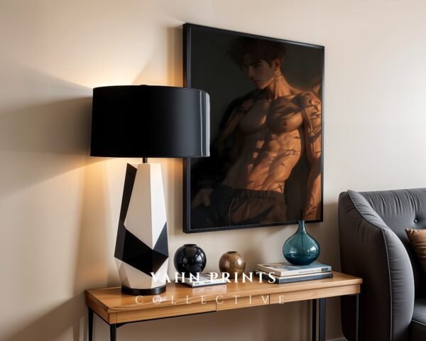 V94c_m1 Anime Style Romantic Male Wall Art Handsome Muscular Figure Print