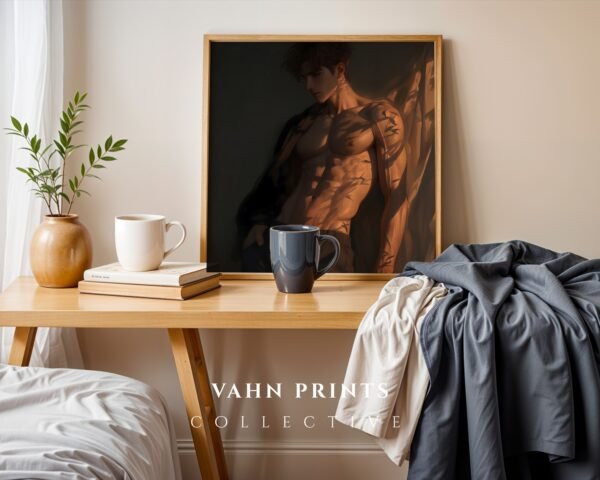V94c_m3 Anime Style Romantic Male Wall Art Handsome Muscular Figure Print