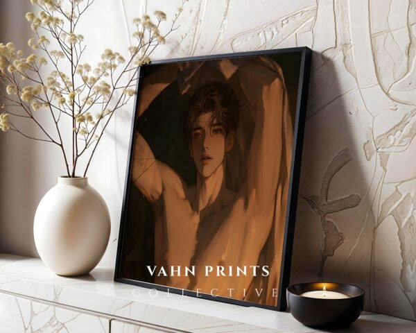 Romantic Husband Wall Art Muscular Male Body Anime Printable