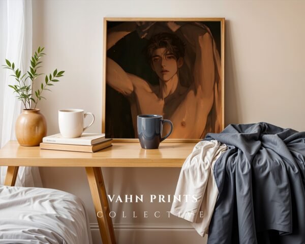 Romantic Husband Wall Art Muscular Male Body Anime Printable