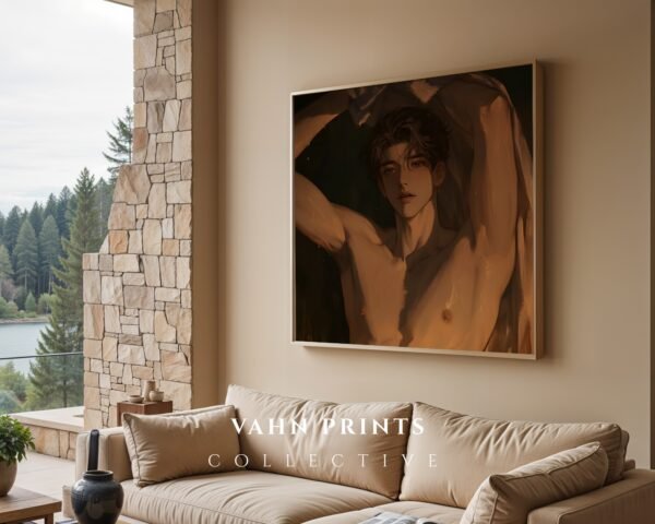 Romantic Husband Wall Art Muscular Male Body Anime Printable