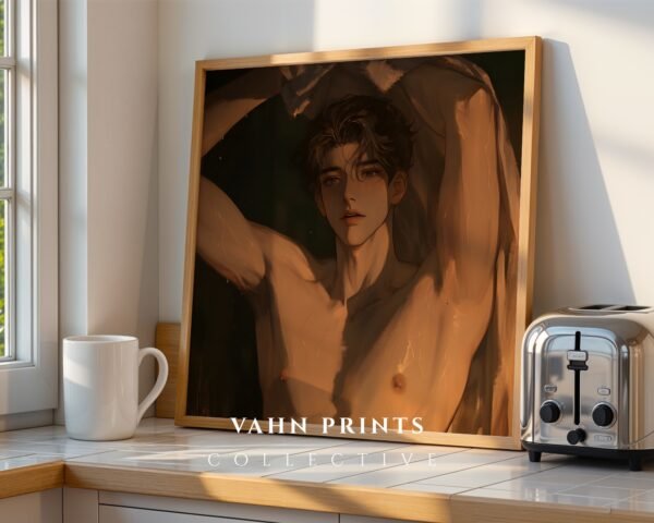 Romantic Husband Wall Art Muscular Male Body Anime Printable