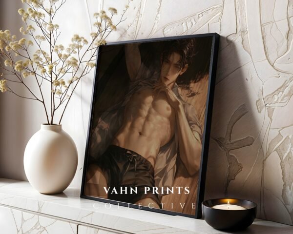V98c_m10 Handsome Muscular Male Wall Art Anime Romance Digital Download