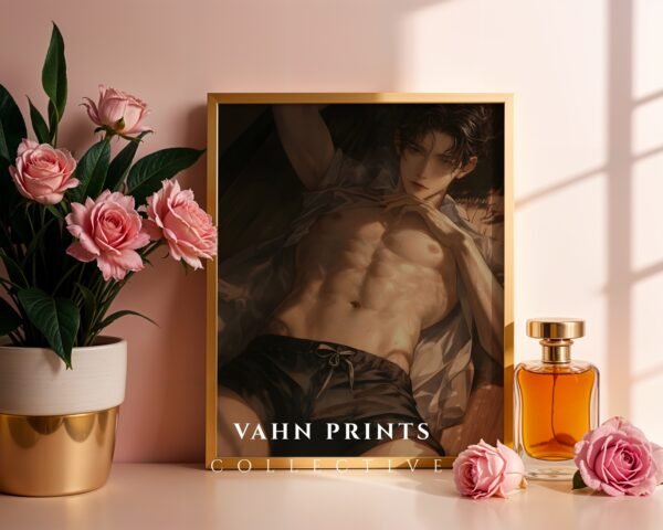 V98c_m2 Handsome Muscular Male Wall Art Anime Romance Digital Download