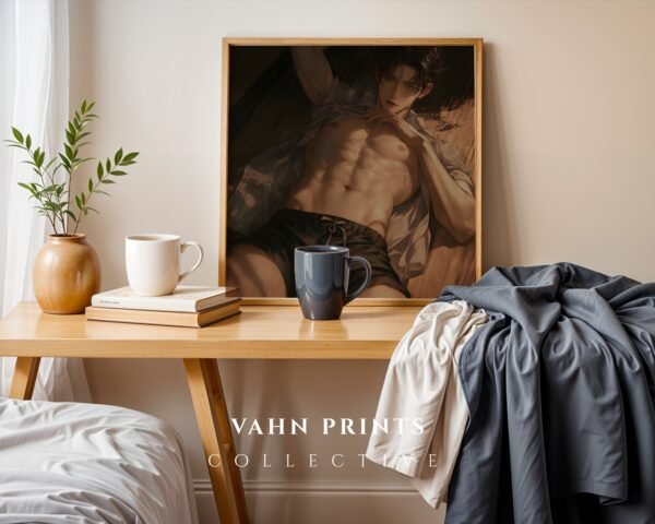 V98c_m3 Handsome Muscular Male Wall Art Anime Romance Digital Download