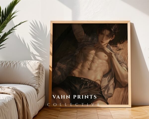 V98c_m6 Handsome Muscular Male Wall Art Anime Romance Digital Download