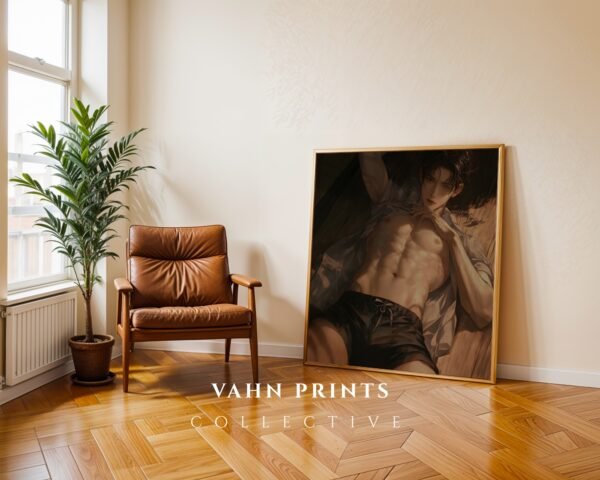 V98c_m9 Handsome Muscular Male Wall Art Anime Romance Digital Download