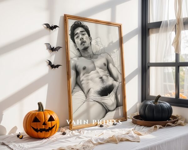 Minimal Nude Male Body Sketch Art Wall Decor