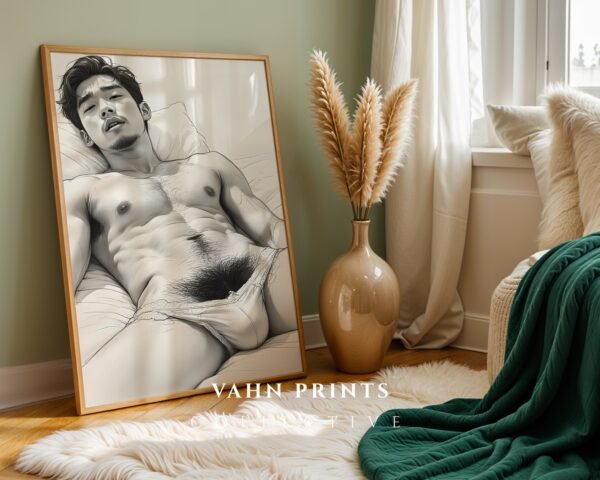 Minimal Nude Male Body Sketch Art Wall Decor