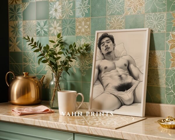 Minimal Nude Male Body Sketch Art Wall Decor