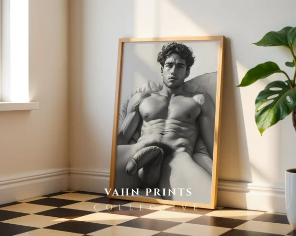 Vintage Style Man Portrait Art Print Digital Wall Art