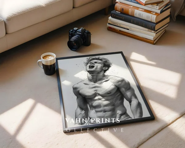 Black and White Man Art Print Modern Masculine Decor