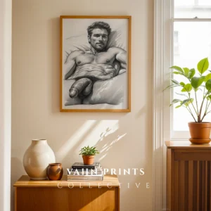 Abstract Male Portrait Wall Art Print Modern Decor