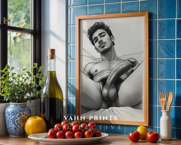 Modern Man Drawing Art Print Minimal Decor