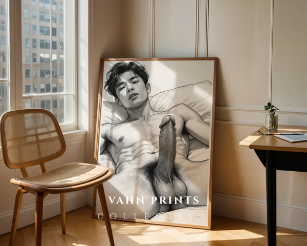 Black Ink Man Portrait Digital Art Print