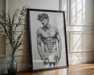 V348c_m1 Masculine Modern Portrait Art Print Digital