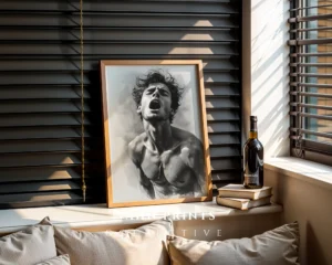 Minimalist Male Profile Art Print Digital Decor