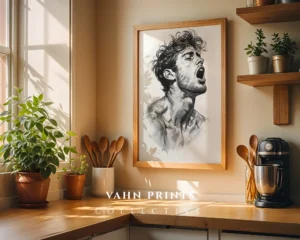 Modern Line Drawing Man Art Print Digital