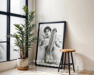 V394c_m1 Fine Line Male Portrait Digital Wall Art