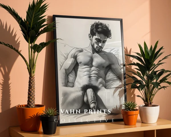 Elegant Male Face Illustration Art Print