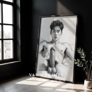 Black White Male Illustration Modern Decor