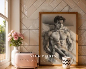 Stylish Man Line Drawing Digital Decor