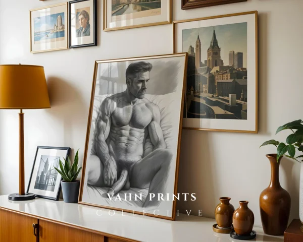 Contemporary Male Portrait Line Art Print