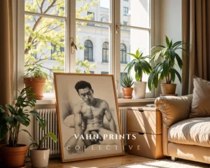 Minimalist Male Figure Body Art Print Printable