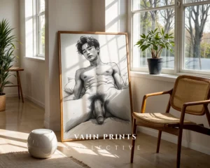 Stylish Man Body Sketch Digital Wall Decor