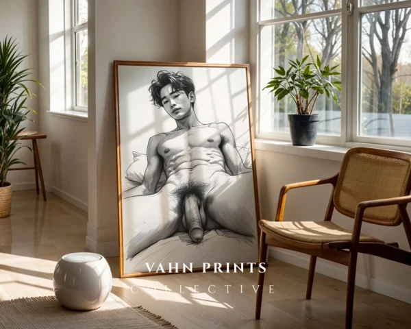 Stylish Man Body Sketch Digital Wall Decor