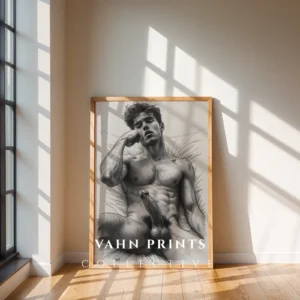 Fine Line Male Body Art Print Printable