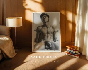 Modern Male Body Line Drawing Digital Print