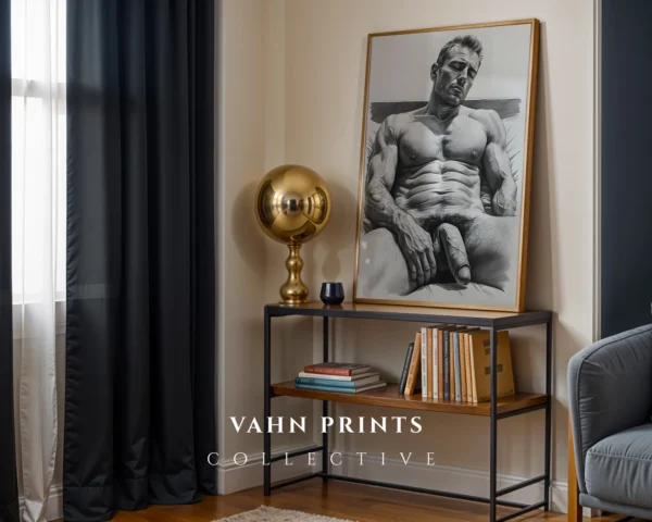 Minimal Clean Male Figure Art Print Digital