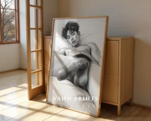 Stylized Man Body Line Art Printable