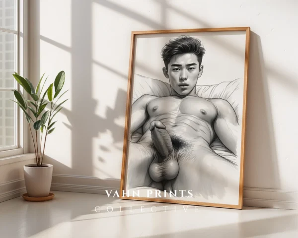 Minimal Male Body Contour Art Print Download