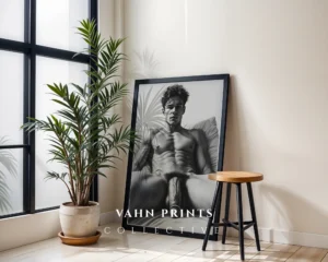 V513c_m1 Fine Line Man Body Illustration Digital Print