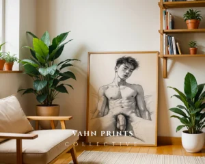 Modern Man Body Pose Illustration Wall Art