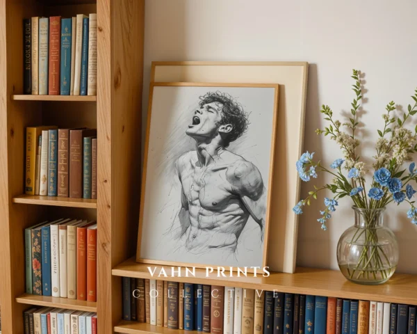 Fine Art Male Body Sketch Contemporary Decor