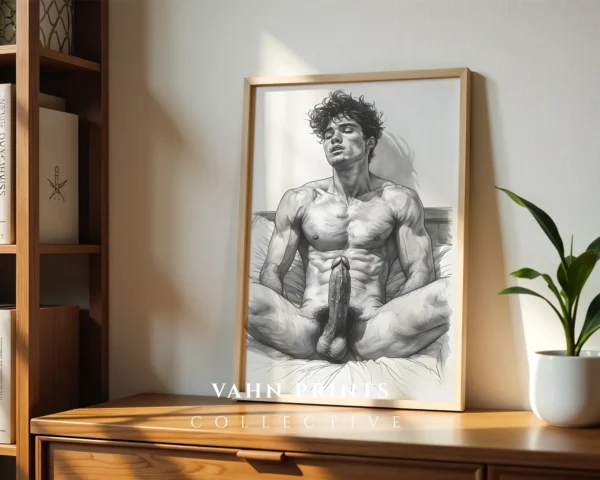 Abstract Male Figure Form Digital Wall Art