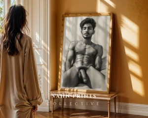 Classic Male Body Silhouette Digital Wall Art